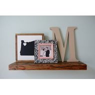 Bijou & Kenzie Co. Rustic State Sign Gallery Collection with Reclaimed Wood Shelf- 3 Piece Artwork Set (Rustic State Sign, Wood Monogram Letter, 5x5 Frame)