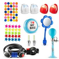 Bikes On Hikes Bike Decoration & Accessories Kit for Kids - Includes Bike Spoke Beads, Bike Mirror, Bike Bell, Bicycle Wheel Lights, Safety Silicone Lights, Bike Chain