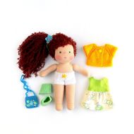 /BilberryDoll 9 (23 cm) Waldorf cloth doll with curly red hair and a set of clothes (5 pcs)