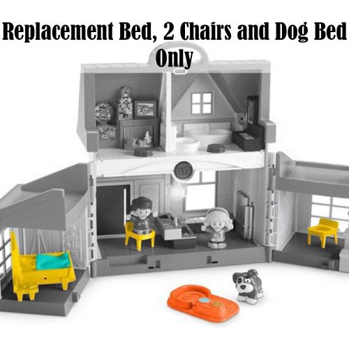  Billfisher Replacement Parts for Little People House FHF34 - Fisher-Price Little People Big Helpers Home Playset ~ Replacement Bed, 2 Chairs and Dog Bed