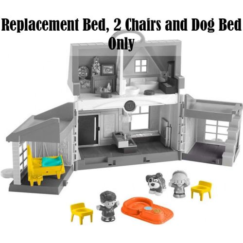  Billfisher Replacement Parts for Little People House FHF34 - Fisher-Price Little People Big Helpers Home Playset ~ Replacement Bed, 2 Chairs and Dog Bed