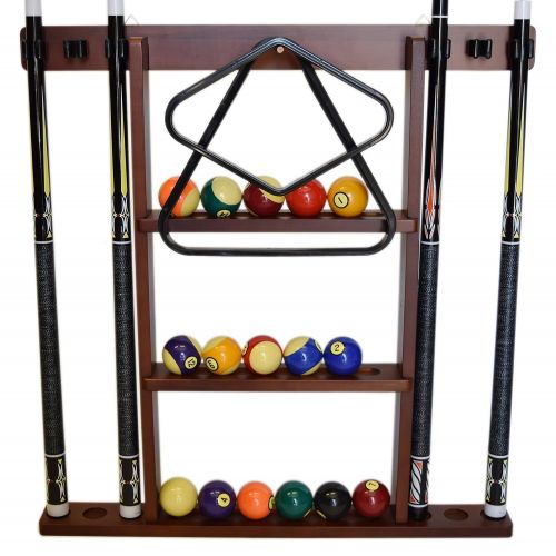  Billiard Depot 6 Pool Cue - Billiard Stick Wall Rack Mahogany Finish Billiards Pool Cue Rack