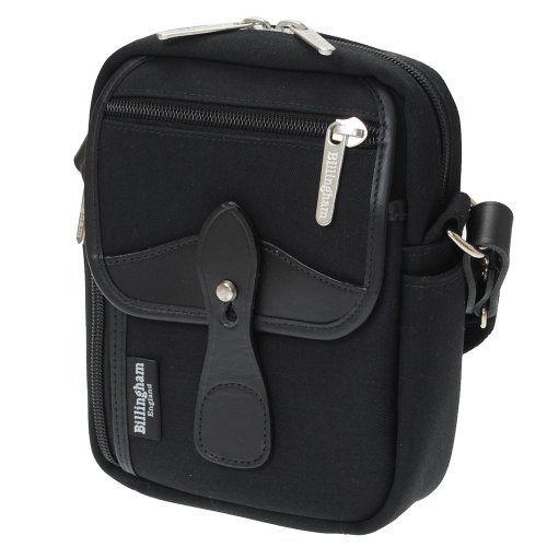  Billingham Compact Black Canvas Pouch with Black Leather Trim