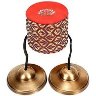 Holy Buddha Symbol Mantra engraved Manjira Tingsha Cymbals-Beautiful Gift Box for Meditation,Pray,Yoga,Sound healing, 7.5cm / 3