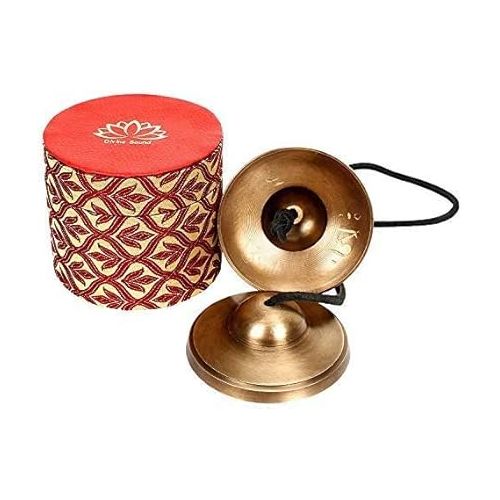  Holy Buddha Symbol Mantra engraved Manjira Tingsha Cymbals-Beautiful Gift Box for Meditation,Pray,Yoga,Sound healing, 7.5cm / 3