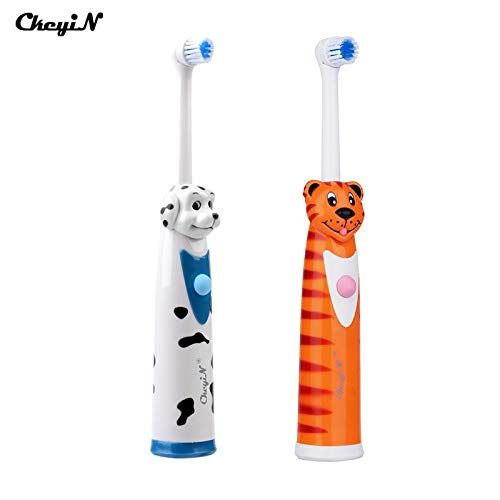  Billion Deals 2Pcs Battery Operated Kids Electric Toothbrush+4 Brush Heads Sonic Revolving Tooth Brush...