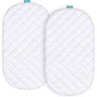 Bassinet Mattress Pad Cover Compatible with 4moms Mamaroo Sleep Bassinet, 2 Pack, Waterproof Quilted Ultra Soft Viscose Made from Bamboo Terry Surface