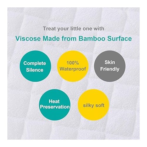  Bassinet Mattress Pad Cover Compatible with 4moms Mamaroo Sleep Bassinet, 2 Pack, Waterproof Quilted Ultra Soft Viscose Made from Bamboo Terry Surface