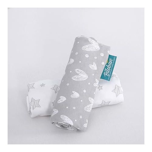  Bassinet Sheets Compatible with 4moms Mamaroo Sleep Bassinet, 2 Pack, 100% Jersey Knit Cotton Sheets, Breathable and Heavenly Soft, Grey Print for Baby