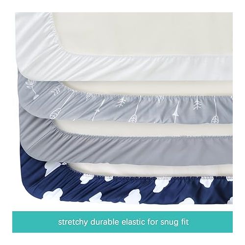  Baby Bassinet Sheets 4 Pack Compatible with 4moms MamaRoo Sleep, Regalo Baby Basics Bassinet and Chicco Close to You 3-in-1 Bedside, Ultra Soft & Skin-Friendly, Washer & Dryer