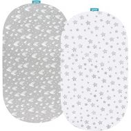 Bassinet Sheets Compatible with Ingenuity Bedside Baby Bassinet and Regalo Basic Baby Bassinet(Small), 100% Jersey Knit Cotton Sheets, Grey and White Print for Baby
