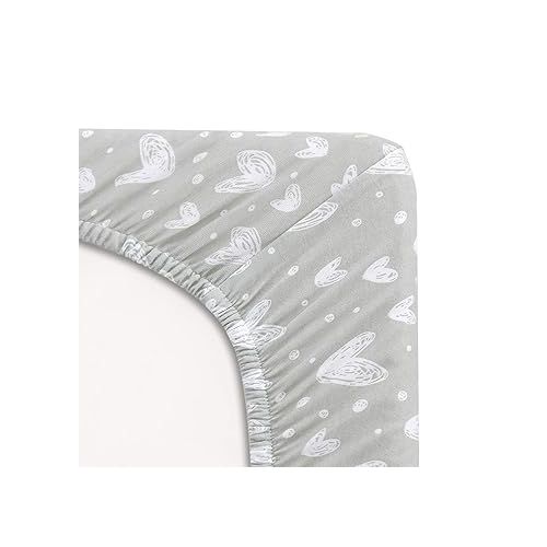  Bassinet Sheets Compatible with Ingenuity Bedside Baby Bassinet and Regalo Basic Baby Bassinet(Small), 100% Jersey Knit Cotton Sheets, Grey and White Print for Baby