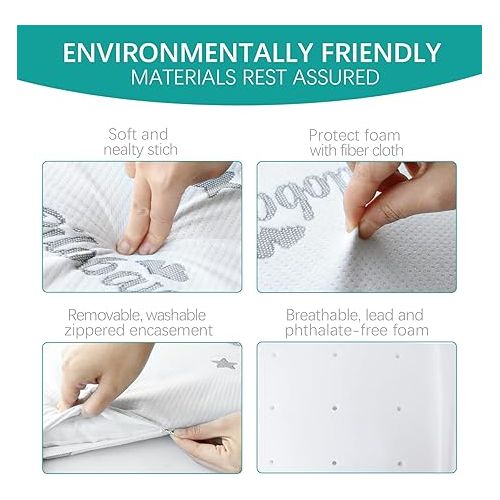  Waterproof Bassinet Mattress Pad Compatible with Ingenuity Dream & Grow Bedside Bassinet and Delta Children Classic Wood Bedside, Baby Foam with Removable Zippered Cover