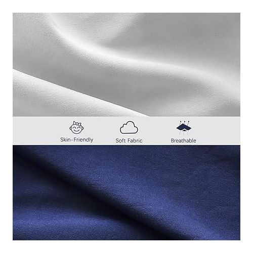  Baby Bassinet Sheets 33 x 20, 4 Pack, Compatible with Mika Micky, Baby Delight, Dream On Me and Other Rectangle Bassinet Mattress, Ultra Soft & Skin Friendly, Washer & Dryer, Grey and Navy Blue