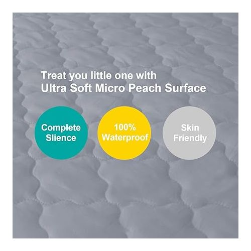  Pack and Play Mattress Protector Sheets Fitted Waterproof Pack and Play Mattress Pad Cover, Compatible with Graco Pack n Play & Dream On Me & Pamo Babe, Playpen/Playard Sheet Quilted, Gray, 39