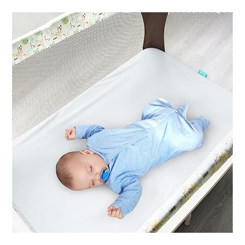  Biloban Pack and Play Sheets Waterproof 2 Pack Fitted, Compatible with Baby Graco Pack n Play/Playard and Other 38