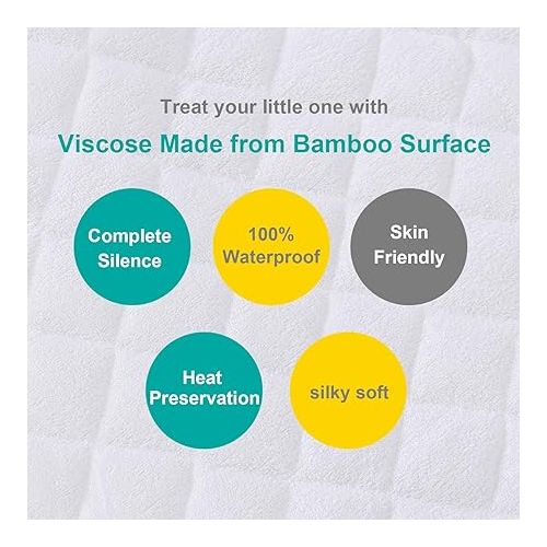  Waterproof Bassinet Mattress Pad Cover Compatible with 4moms Breeze Plus Bassinet(not playard), 2 Pack, Ultra Soft Viscose Made from Bamboo Terry Surface, Breathable and Easy Care