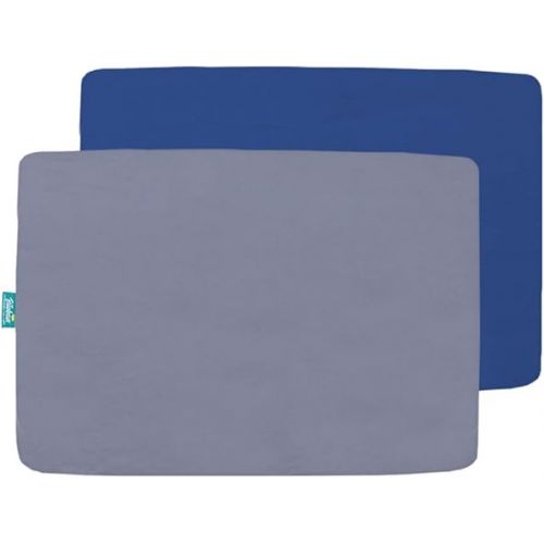  Pack and Play Sheets and Waterproof Pack n Play Mattress Protector Pad Cover 4 Pack Set, Ultra Soft Pack n Play Mattresses Sheets Compatible with Graco Pack n Play, Grey&Navy