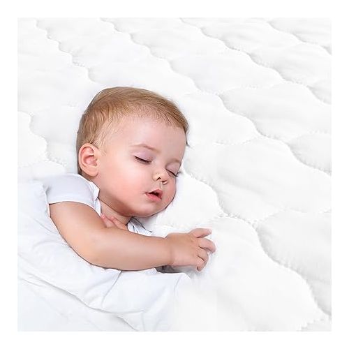  Bassinet Mattress Protector, Fits 21”*24“ Graco Pack 'n-Play Dome LX Bassinet Mattress, Ultra Soft & Skin-Friendly, Waterproof, Washer & Dryer