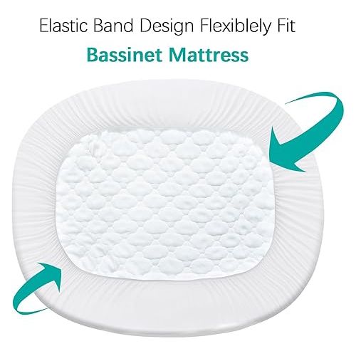  Bassinet Mattress Protector, Fits 21”*24“ Graco Pack 'n-Play Dome LX Bassinet Mattress, Ultra Soft & Skin-Friendly, Waterproof, Washer & Dryer