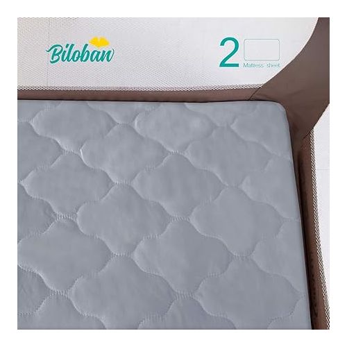  2 Pack Pack and Play Mattress Protector Sheets Fitted Waterproof Playard Mattress Pad Cover, Compatible with Graco Pack n Play & Dream On Me & Pamo Babe, Playpen/Playard Sheet, Gray, 39