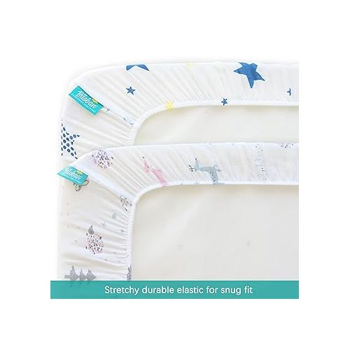  Muslin Bassinet Sheets Fit for Halo, Dream on Me, Fisher Price, Delta, Graco and Other Oval Bassinet Mattress - Ultra Soft and Breathable - Star and Fox - 2 Pack