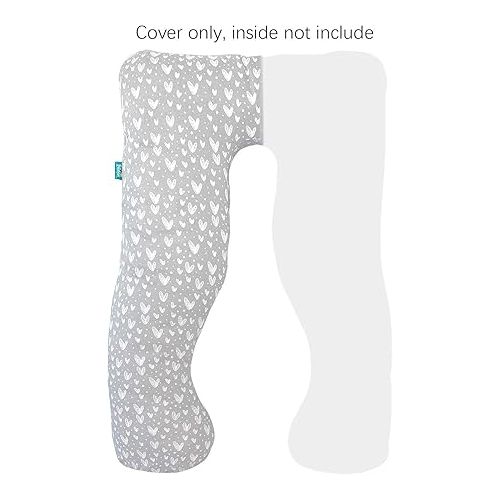  Pregnancy Full Body Pillow Cover U-Shaped (Cover Only), Super Soft Pillowcase Replacement Cover for Maternity Pillow, Universal Fit, Grey Hearts Print