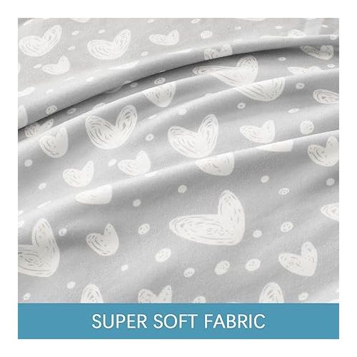  Pregnancy Full Body Pillow Cover U-Shaped (Cover Only), Super Soft Pillowcase Replacement Cover for Maternity Pillow, Universal Fit, Grey Hearts Print