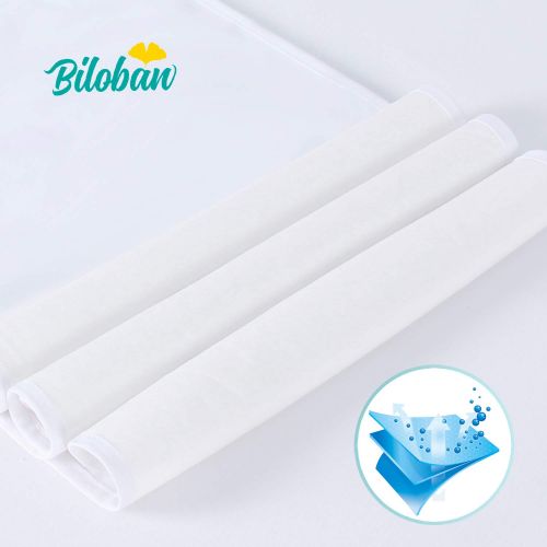  [아마존베스트]Biloban Changing Pad Liners Waterproof (3 Count), Flannel Portable & Durable Diaper Pads, White