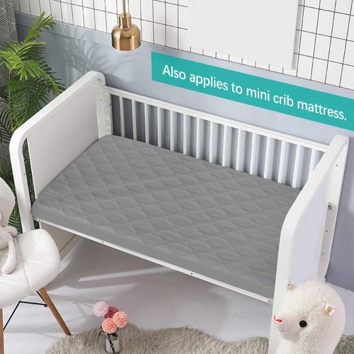  [아마존베스트]Biloban Pack n Play Mattress Protector Waterproof, Premium Quilted Playard Sheet Cover 39 X 27 fits for Baby Foldable and Playard Mattress, Portable Mini Crib, Gray