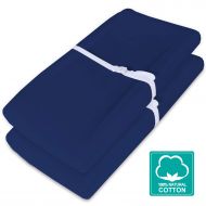 Biloban Waterproof Changing Pad Cover/Change Table Cover Sheets(Improved Style), 2 Pack Navy Blue Changing Pad Covers, Ultra Soft Natural Cotton