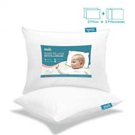 Biloban Toddler Pillow with Pillowcase 2 Pack, Kids Pillow for Sleeping with Comfortable and Soft Pillowcase for Travel, Crib and Toddler Bed - White