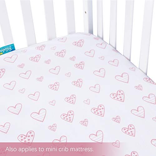  Biloban Pack n Play Playard Mattress Sheets 2 Pack, 100% Jersey Cotton Stretchy Portable Mini Crib Sheets or Playpen Sheets, Ultra Soft Breathable Pack n Play Mattress Cover for Baby