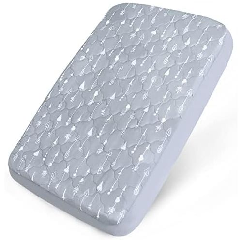  Biloban Pack and Play Sheets Fitted Quilted, Waterproof Playard Mattress Pad Cover Compatible with Graco & Baby Trend & Dream on Me &Pamo Babe, Portable Mini Crib Mattress Sheet for Plaype