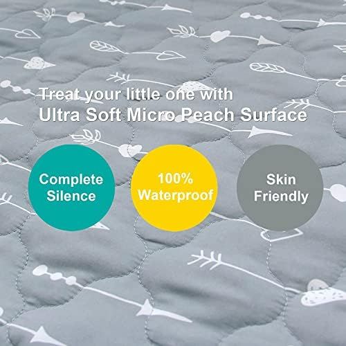  Biloban Pack and Play Sheets Fitted Quilted, Waterproof Playard Mattress Pad Cover Compatible with Graco & Baby Trend & Dream on Me &Pamo Babe, Portable Mini Crib Mattress Sheet for Plaype