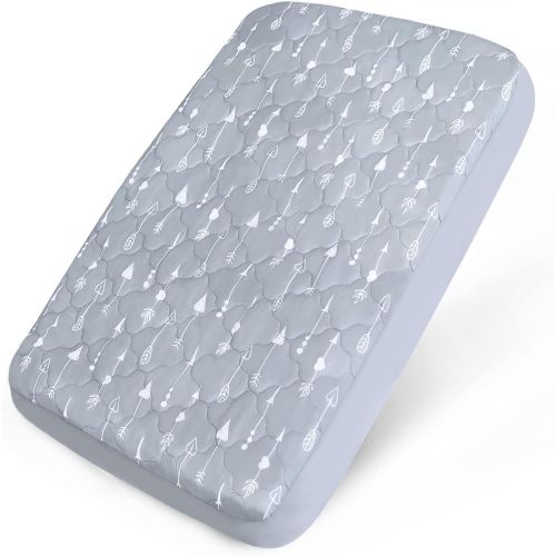  Biloban Pack and Play Sheets Fitted Quilted, Waterproof Playard Mattress Pad Cover Compatible with Graco & Baby Trend & Dream on Me &Pamo Babe, Portable Mini Crib Mattress Sheet for Plaype