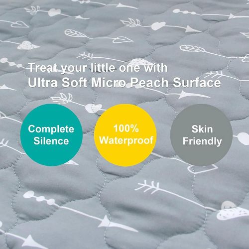  Biloban Pack and Play Sheets Fitted Quilted, Waterproof Playard Mattress Pad Cover Compatible with Graco & Baby Trend & Dream on Me &Pamo Babe, Portable Mini Crib Mattress Sheet for Plaype