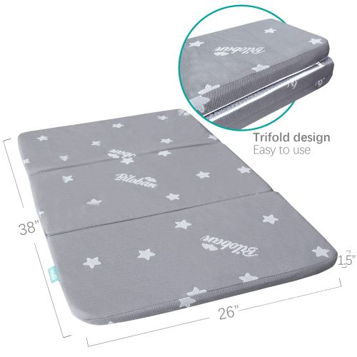  Biloban Trifold Pack and Play Mattress Topper 38 x 26 Compatible with Graco & Baby Trend & Dream on Me &Pamo Babe, Waterproof Foldable Playard Mattress, Baby Foam Folding Playpen Mattresse