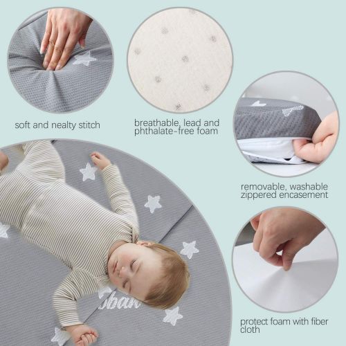  Biloban Trifold Pack and Play Mattress Topper 38 x 26 Compatible with Graco & Baby Trend & Dream on Me &Pamo Babe, Waterproof Foldable Playard Mattress, Baby Foam Folding Playpen Mattresse