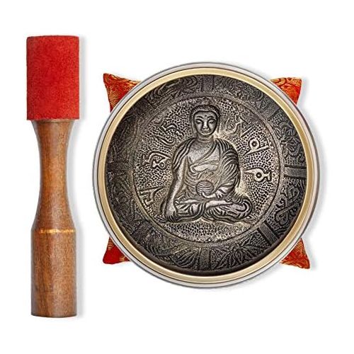  Bim-Bam-Bom Tibetan Singing Bowl  Hand Crafted Chakra Singing Bowl Set with Mallet & Cushion  Brass 4” Sound Therapy Bowl for Meditation, Yoga & Gift  Mantra Antique Prayer Bowl with Deep S명상종 싱잉볼