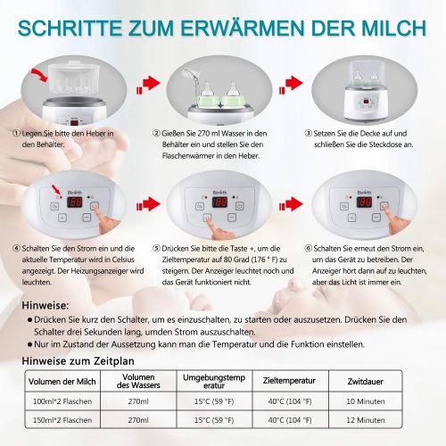  Bimirth Baby Bottle Warmer Milch Waermer Flaschenwaermer Flaschen Sterilisator Sterilisator fuer Babyflaschen Babykostwaermer Baby-Lebensmittel-Heizungsgeraet fuer Muttermilch oder Babymilchpul