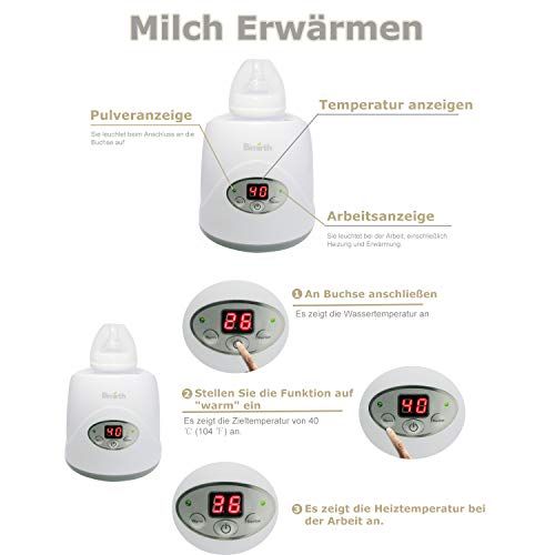  Bimirth Baby Milchwarmer Flaschenwaermer flaschenwarmer Milch Waermer Babyflaschen Sterilisator Flaschensterilisator Flasche Dampfsterilisator Mehrzweck bottle warmer Babykostwarmer