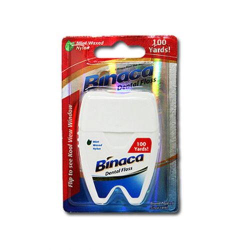  (Pack of 36) Binaca Dental Floss Mint Waxed Nylon, 100 Yards