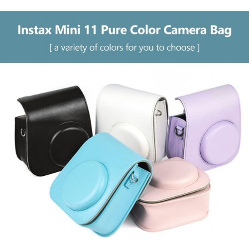  Bindpo Instant Camera Bag, PU Leather Protective Case with Shoulder Strap Candy Color for Polaroid Camera for Fujifilm Instax Mini 8 / 8+ / 9(White)