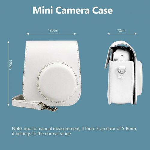  Bindpo Instant Camera Bag, PU Leather Protective Case with Shoulder Strap Candy Color for Polaroid Camera for Fujifilm Instax Mini 8 / 8+ / 9(White)