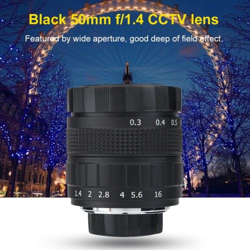  Bindpo CCTV Lens for C Mount, 50mm F1.4 Closed Circuit TV Lens Manual Fixed Focal Lens Macro Photography Camera Accessory C Mount for Canon for Sony for Fujifilm