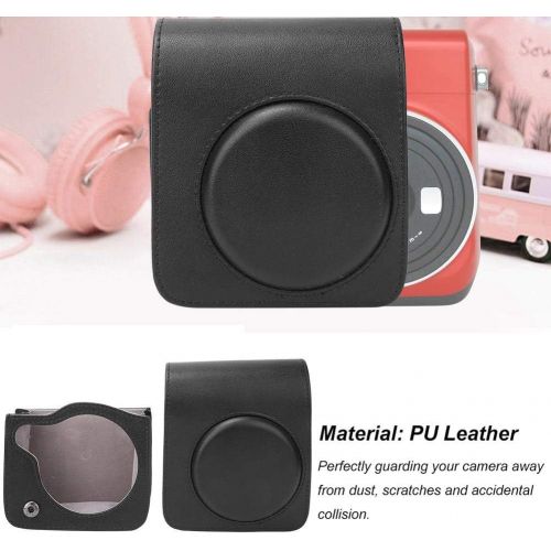  Bindpo Camera Bag, PU Leather Protective Case with Shoulder Strap for Fujifilm Instax Mini 70(Black)
