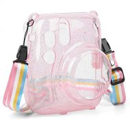 Bindpo Instant Camera Case, PVC Camera Protective Cover Transparent Sling Shell Bag with Shoulder Strap for Fujifilm Instax Mini 11 Camera(Pink)