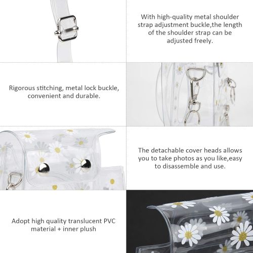  Bindpo Instant Camera Case, PVC Camera Protective Cover Daisy Transparent Sling Shell Bag with Shoulder Strap for Fujifilm Instax Mini 11/9/8 Camera