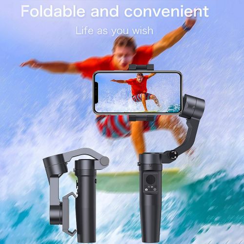  Bindpo Handheld Stabilizer,Foldable 3Axis Handheld Mobile Phone Shooting Stabilizer with Tripod,VLOG Tracking Antishake Handheld Ballhead,Support APP Remote